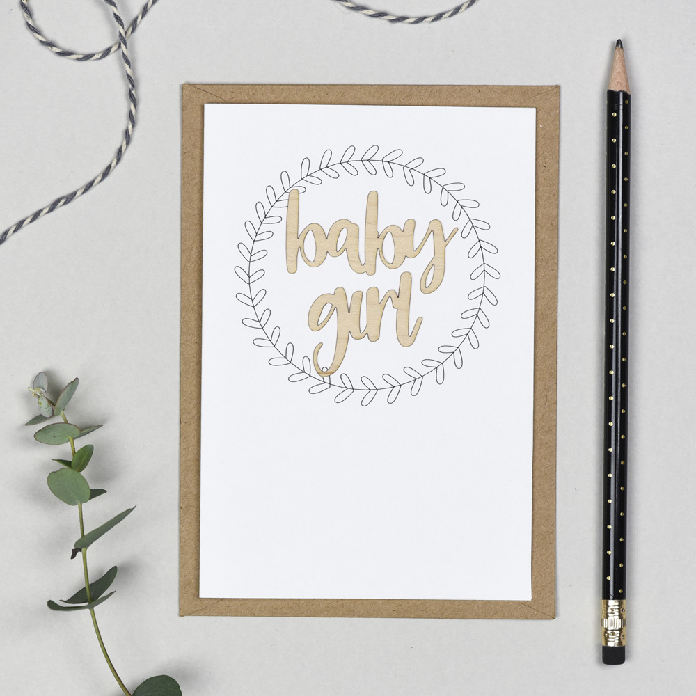 Baby Girl Wooden Words Card