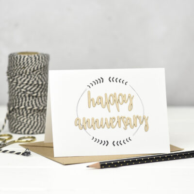 Happy Anniversary Wooden Words Card