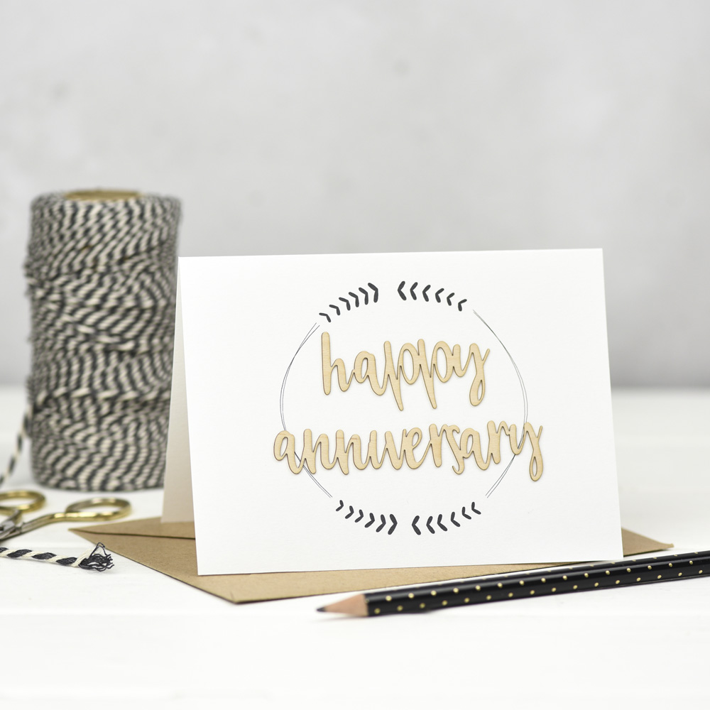 Happy Anniversary Wooden Words Card