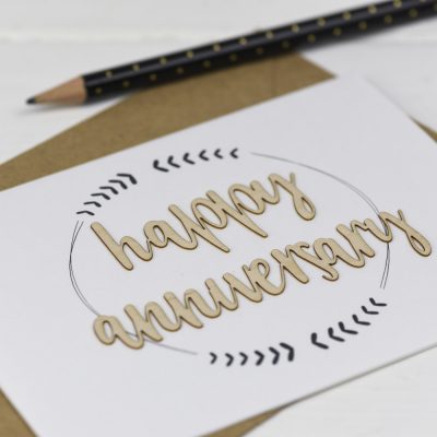 Happy Anniversary Wooden Words Card