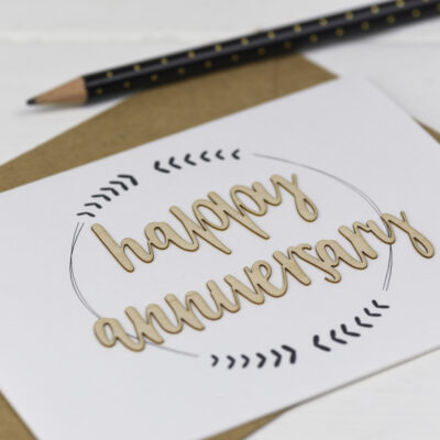 Happy Anniversary Wooden Words Card Happy Anniversary Wooden Words Card