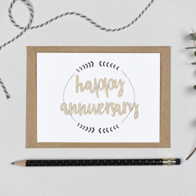 Happy Anniversary Wooden Words Card