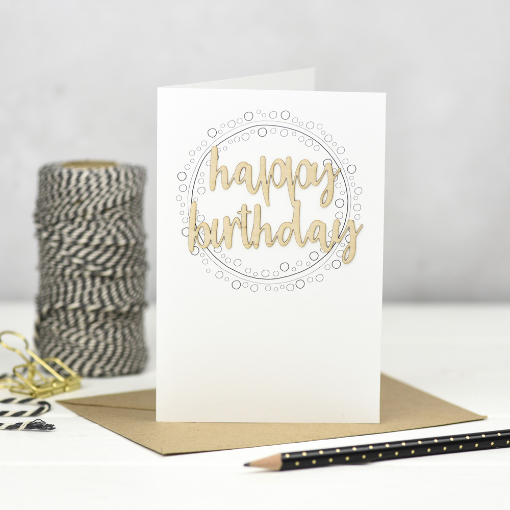 Happy Birthday Bubbles Wooden Words Card