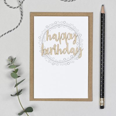 Happy Birthday Bubbles Wooden Words Card