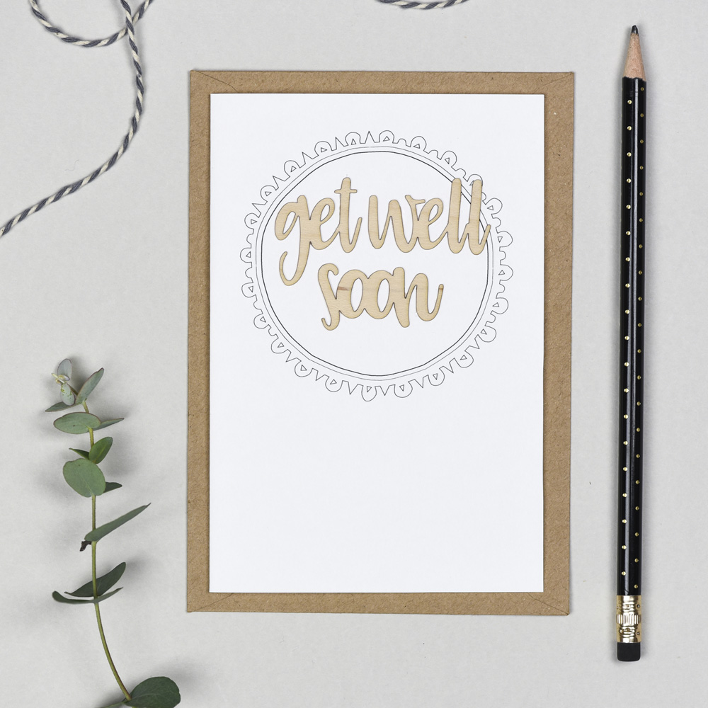 Get Well Soon Wooden Words Card