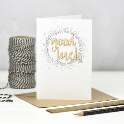 Good Luck Wooden Words Card
