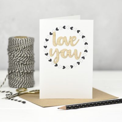 Love You Wooden Words Card