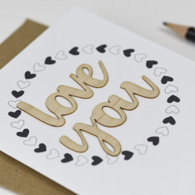 Love You Wooden Words Card Love You Wooden Words Card