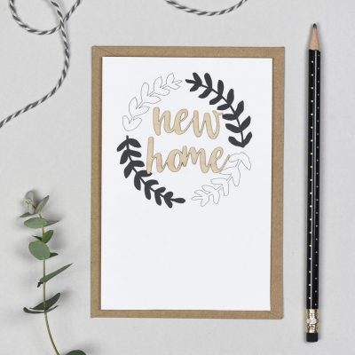 New Home Wooden Words Card