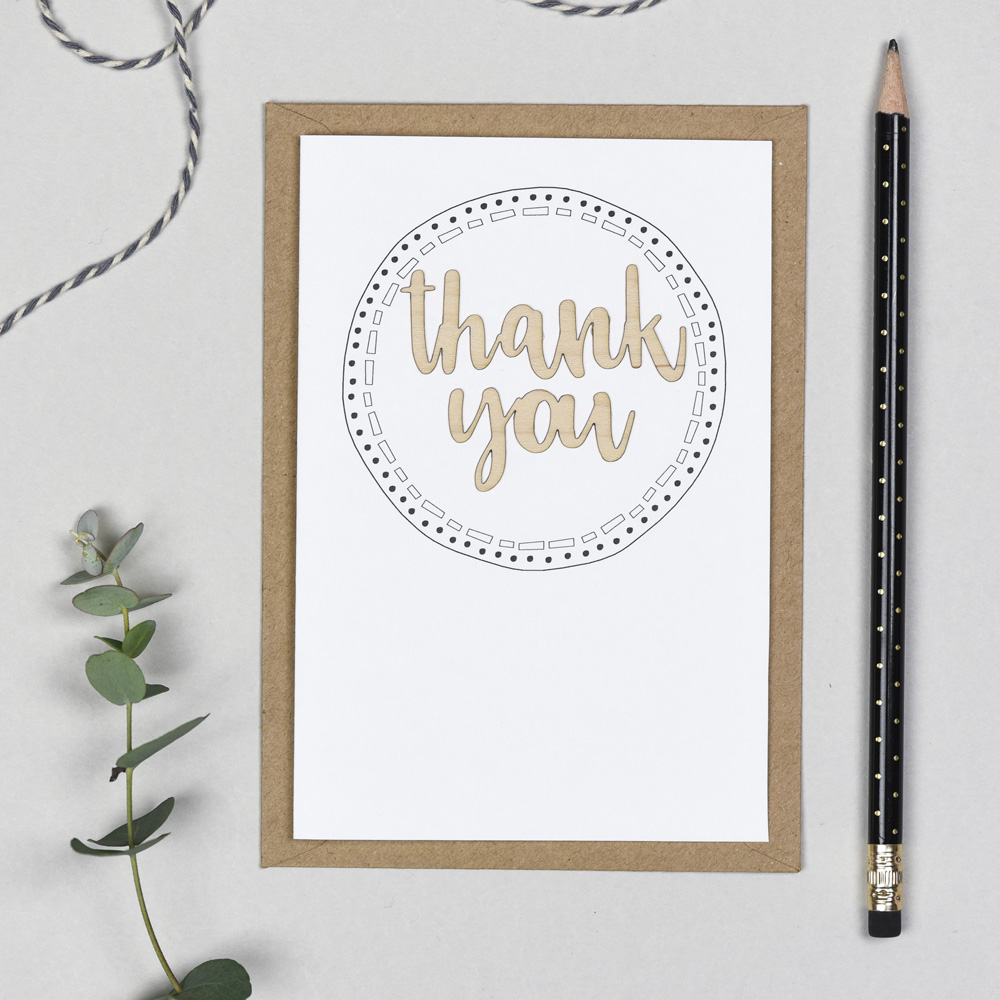 Thank You Wooden Words Card