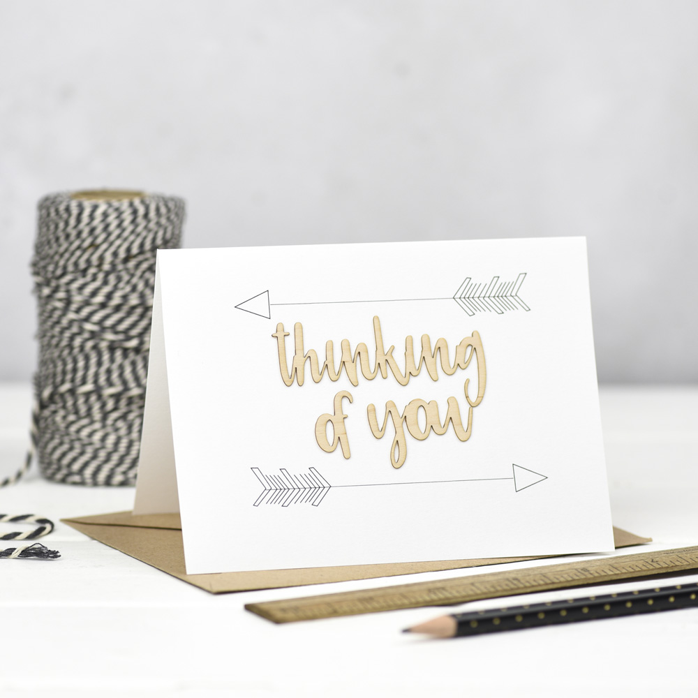 Thinking Of You Wooden Words Card