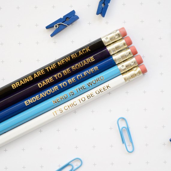 Ombre Blue Geeky Pencil Set