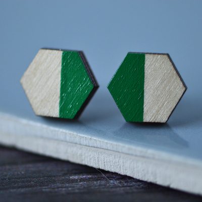 Green Colour Pop Hexagon Stud Earrings