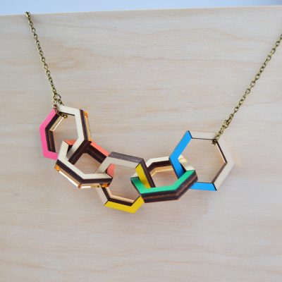 Linked Hexagon Chain Necklace