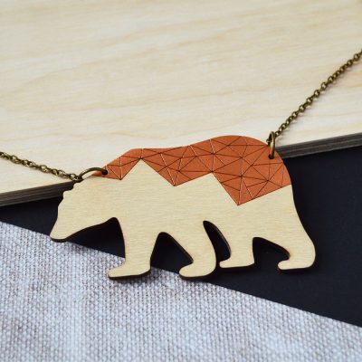 Copper Geometric Polar Bear Necklace