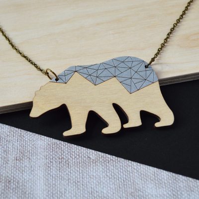 Silver Geometric Polar Bear Necklace
