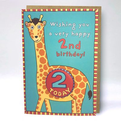 Happy 2nd Birthday Giraffe Badge Card