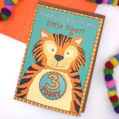 Happy 3rd Birthday Tiger Badge Card