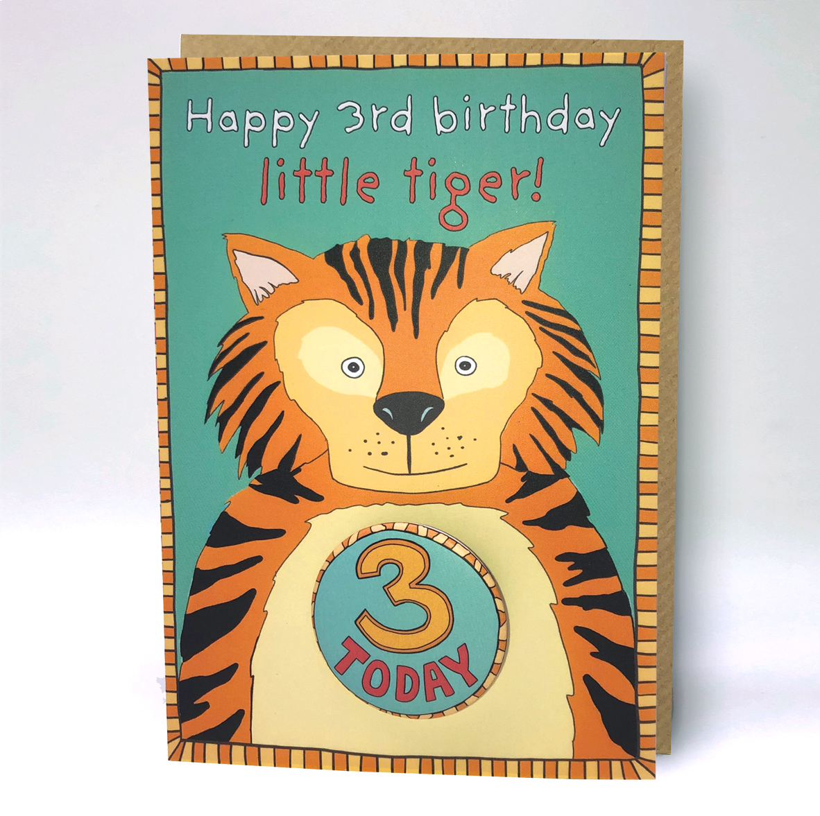 Happy 3rd Birthday Tiger Badge Card