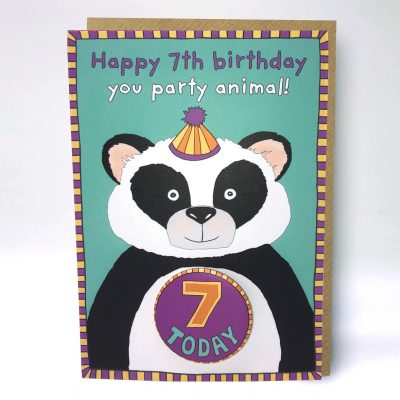 Happy 7th Birthday Panda Badge Card