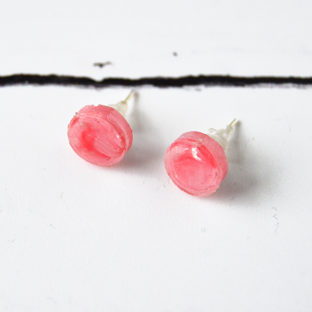 Baby Pink Circle Resin Earrings