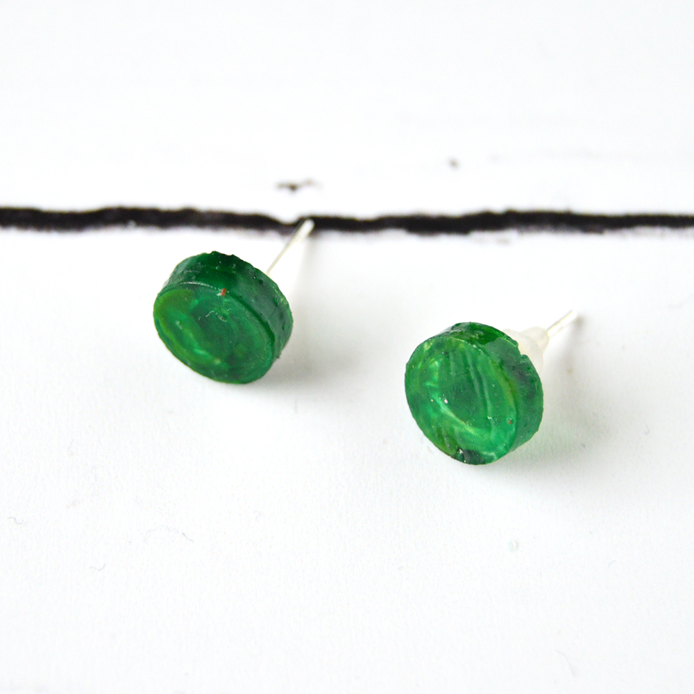 Green Resin Circle Earrings