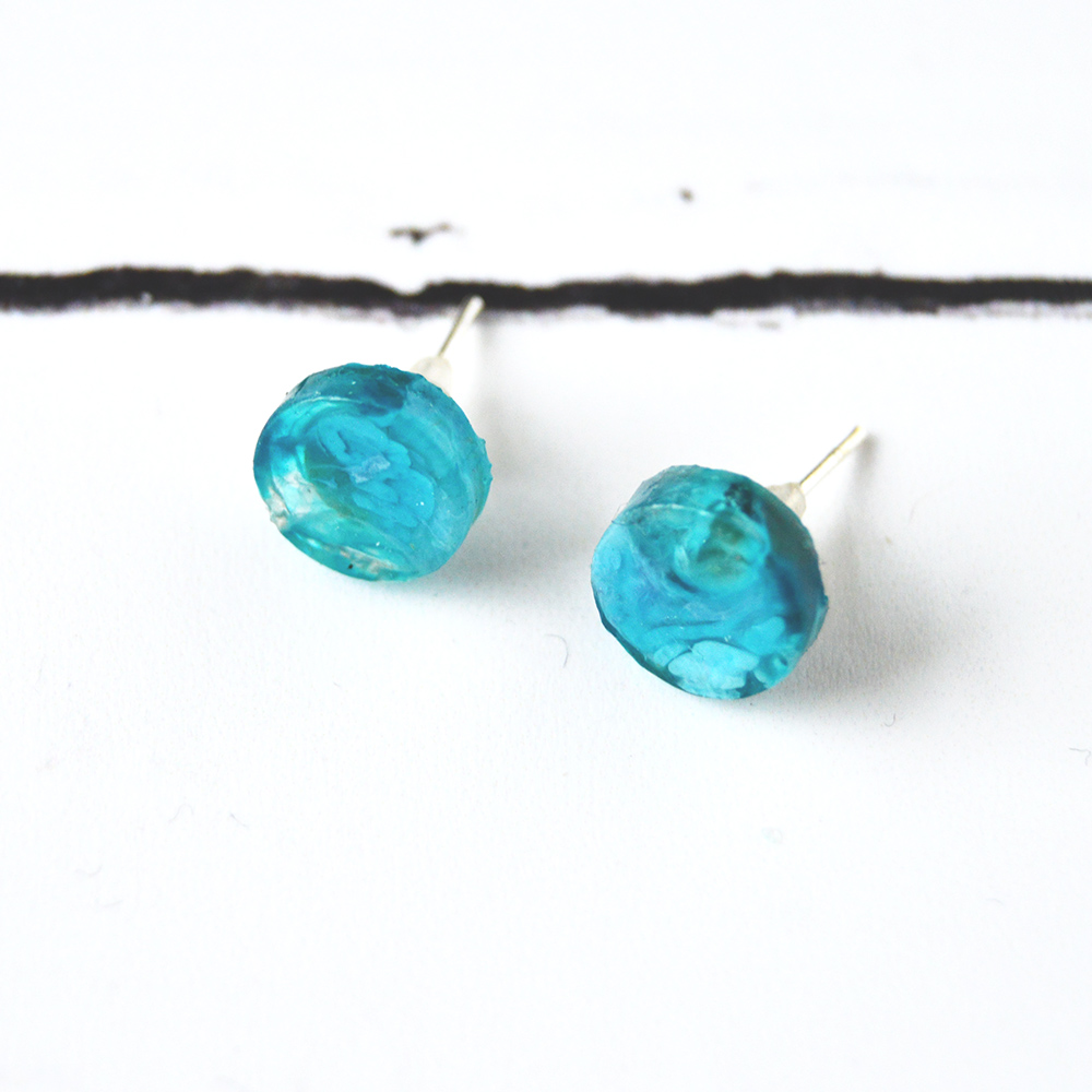 Turquoise Resin Circle Earrings