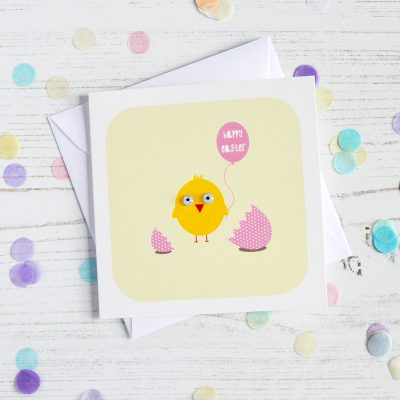 Pink Easter Chick Wobbley-Eyed Card