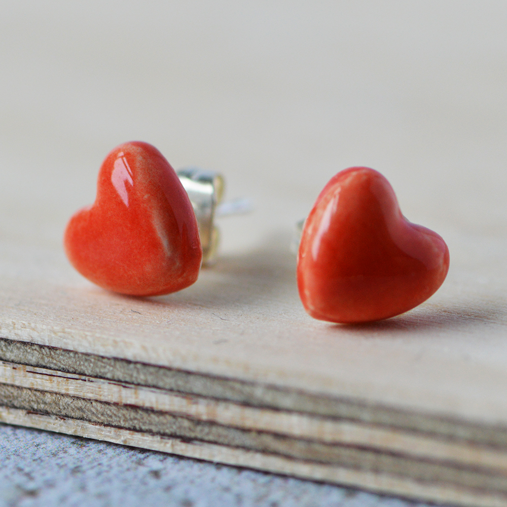 Red Heart Ceramic Earrings