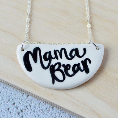 Mama Bear Ceramic Necklace