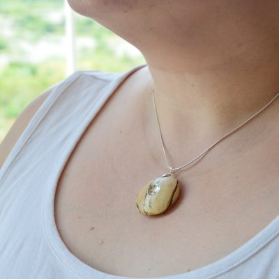 Spalted Beech Silver Dome Necklace Lifestyle