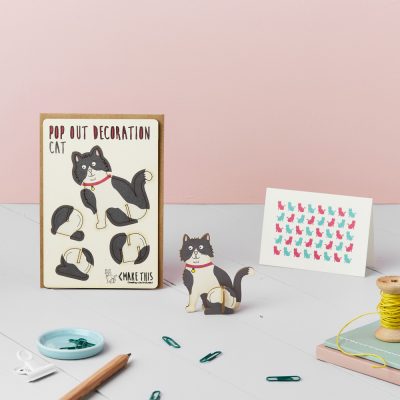 Black & White Cat Pop Out Card