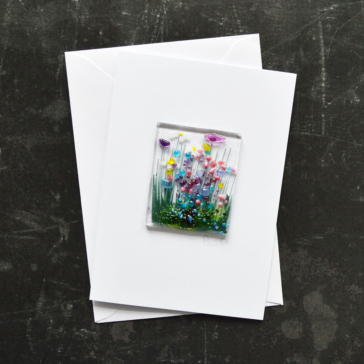 Wildflowers Fused Glass Card