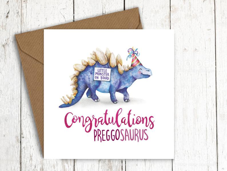 Congratulations Preggosaurus Greetings Card - Shop Indie