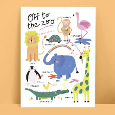 Zoo Animals A4 Unframed Print