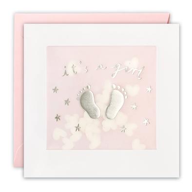 Its A Girl Paper Shakies Card.