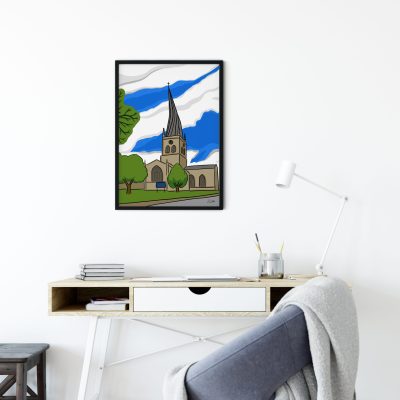 Chesterfield Crooked Spire A3 Unframed Print