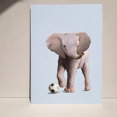 Elephant With Football A5 Unframed Print