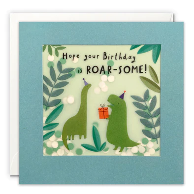 Hope Your Birthday Is Roar-Some Paper Shakies Card.
