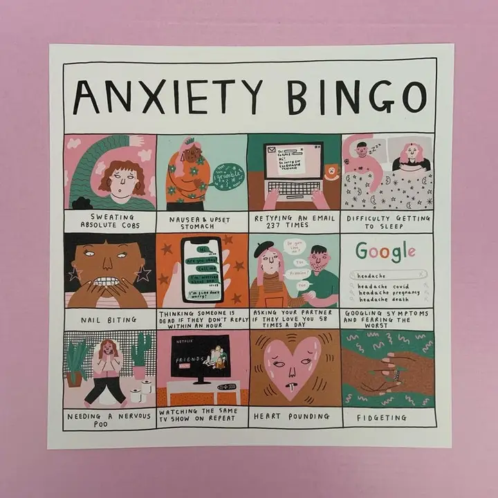 anxiety bingo print