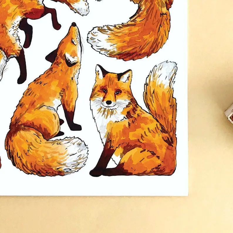 postcard foxes 1