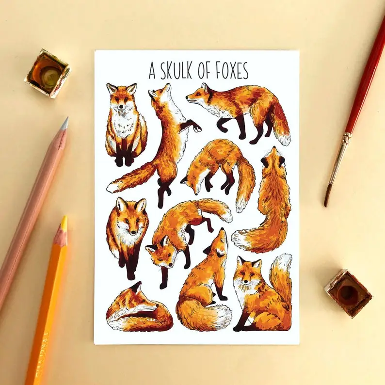 postcard foxes