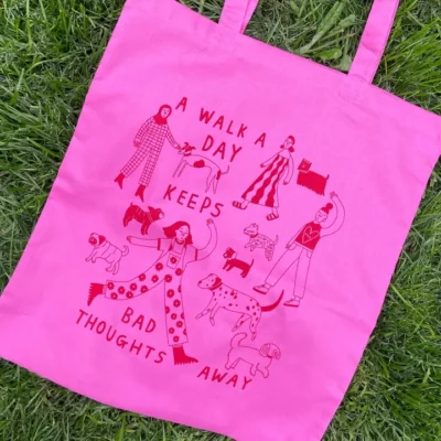 walk a day tote pink