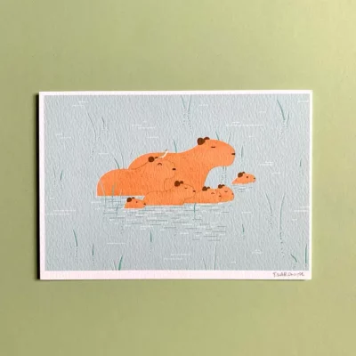 Capybaras Chillin' Mini Print A5 Unframed