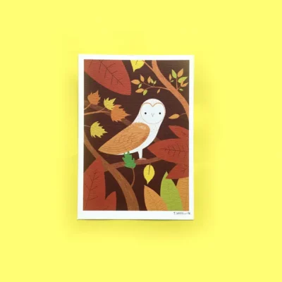 Autumn Owl Mini Print A5 Unframed