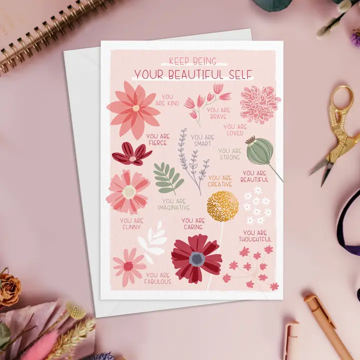 Keep Being Your Beautiful Self Positive Affirmation Card - Shop Indie