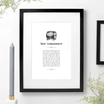 Vintage Words Beer Connoisseur A4 Unframed Print
