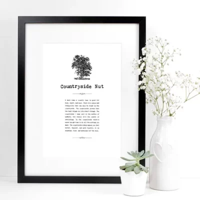 Vintage Words Countryside Nut A4 Unframed Print