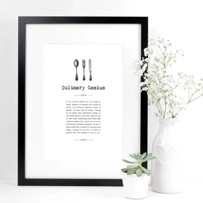 Vintage Words Culinary Genius A4 Unframed Print