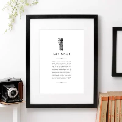 Vintage Words Golf Addict A4 Unframed Print